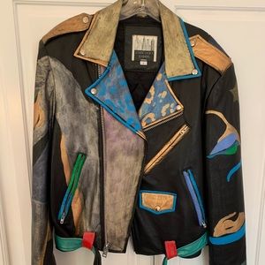 Louise Lasky Leather Jacket Hand Painted Elvis